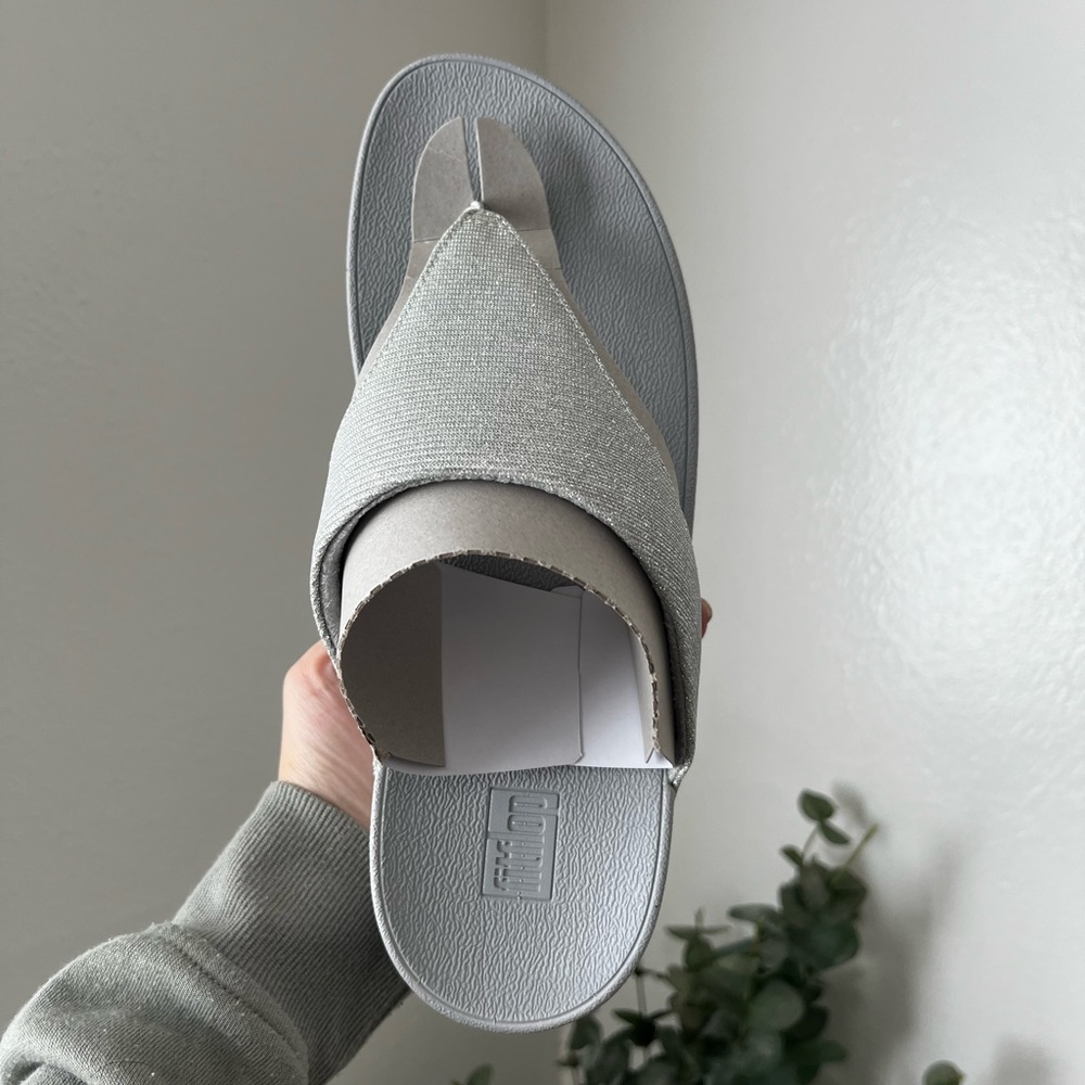 FitFlop Women's Lottie Glitzy Silver Slide Sandals Size 10 US